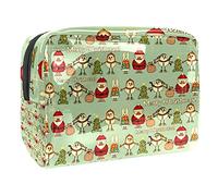 Borsa per il trucco con Babbo Natale e bambini nel quartiere per borsa portatile da viaggio organizer per articoli da toeletta Beauty Bag per donne, Multicolore 02, 18.5x7.5x13cm/7.3x3x5.1in, Beauty