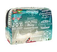 Borsa per il trucco con Babbo Natale e bambini nel quartiere per borsa portatile da viaggio organizer per articoli da toeletta Beauty Bag per donne, Multicolore 09, 18.5x7.5x13cm/7.3x3x5.1in, Beauty