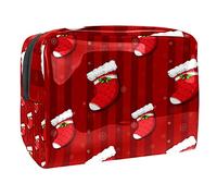 Borsa per il trucco con Babbo Natale e bambini nel quartiere per borsa portatile da viaggio organizer per articoli da toeletta Beauty Bag per donne, Multicolore 03, 18.5x7.5x13cm/7.3x3x5.1in, Beauty