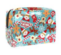 Borsa per il trucco con Babbo Natale e bambini nel quartiere per borsa portatile da viaggio organizer per articoli da toeletta Beauty Bag per donne, Multicolore 04, 18.5x7.5x13cm/7.3x3x5.1in, Beauty