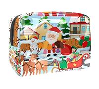 Borsa per il trucco con Babbo Natale e bambini nel quartiere per borsa portatile da viaggio organizer per articoli da toeletta Beauty Bag per donne, Multicolore 01, 18.5x7.5x13cm/7.3x3x5.1in, Beauty