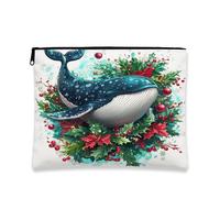 Borsa per il trucco con balena, borsa per cosmetici da donna, in tela portatile, con cerniera, borsa invernale per la cura della pelle, borsa da toilette per la cura della pelle 17,8 x 23