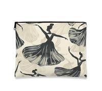 Borsa per il trucco con ballerina artistica, borsa da viaggio vintage nera bianca per donne, piccola borsa portatile in tela con cerniera, organizer per articoli da toeletta quotidiani, nero, 7x9 Inch