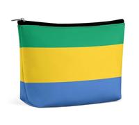 Borsa per il trucco con bandiera del Gabon, piccola borsa da viaggio per cosmetici, organizer in PU con cerniera per le donne