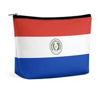 Borsa per il trucco con bandiera del Paraguay, piccola borsa da viaggio per cosmetici, organizer in PU con cerniera per le donne