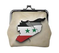 Borsa per il trucco con bandiera della Repubblica Araba Siriana Map02, piccola borsa per il trucco, borsa per riporre carte di credito, borsa per riporre carte di credito, borsa multifunzione compatta