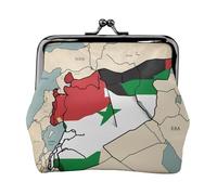Borsa per il trucco con bandiera della Repubblica Araba Siriana map03, piccola borsa per il trucco, borsa per riporre carte di credito con serratura a bacio, borsa per riporre carte di credito, borsa