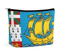 Borsa per il trucco con bandiera di Saint Pierre Miquelon, organizer per cosmetici in PU leggero per borse da viaggio da donna