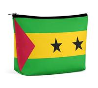 Borsa per il trucco con bandiera di Sao Tome Principe, organizer per cosmetici in PU leggero per borsetta da viaggio da donna