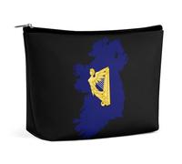 Borsa per il trucco con bandiera e mappa del Regno d'Irlanda, borse cosmetiche di grande capacità, pochette portatile per donna