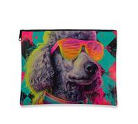 Borsa per il trucco con barboncino, borsa da viaggio colorata per cosmetici, da donna, piccola borsa portatile in tela con cerniera, regalo stravagante per la cura della pelle, Colorato, 7x9 Inch