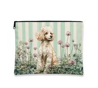 Borsa per il trucco con barboncino, graziosa borsa da viaggio per cosmetici con ritratto di cane, borsa da viaggio per donne, piccola borsa portatile in tela con cerniera, scelta perfetta per gli