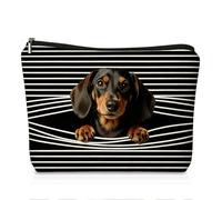 Borsa per il trucco con bassotto, regalo per donne, graziosa borsa per il trucco con cane da compagnia con cerniera, grandi borse per cosmetici per ragazze, borsa da viaggio impermeabile, regalo per
