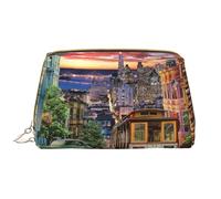 Borsa per il trucco con bastoncini di caramella,Grande sacchetto cosmetico in pelle portatile,Borsa da viaggio organizer impermeabile per articoli da toeletta, San Francisco, Taglia unica