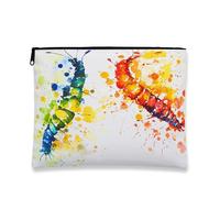 Borsa per il trucco con bruco ad acquerello, borsa da viaggio artistica per donne, organizer portatile in tela con cerniera, borsa da toilette estiva per la cura della pelle, 17,8 x 23,9 cm