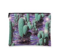 Borsa per il trucco con cactus, verde glitterato, borsa da viaggio per cosmetici, borsa da viaggio per donne, piccola borsa portatile in tela con cerniera, regalo deserto per la cura della pelle borsa