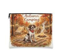 Borsa per il trucco con cane a pelo corto tedesco autunnale, graziosa borsa da viaggio per vacanze e campeggio, per donne e ragazze, piccola borsa portatile in tela con cerniera, borsa da toilette
