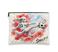 Borsa per il trucco con cane barboncino da calcio, borsa da viaggio per donne e ragazze, piccola borsa portatile in tela con cerniera, borsa da toeletta per animali domestici, 17,8 x 22,9 cm