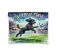 Borsa per il trucco con cane barboncino da calcio, borsa da viaggio per donne, regali per ragazze, organizer portatile con cerniera in tela piccola 17,8 x 22,9 cm
