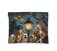 Borsa per il trucco con cane Beagle di Halloween, 17,8 x 22,9 cm, borsa da viaggio, divertente e spaventoso motivo raccapricciante, astuccio per cosmetici da donna, case infestate, organizer portatile