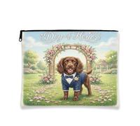 Borsa per il trucco con cane Boykin Spaniel, borsa da viaggio per donne, regali per ragazze, organizer portatile con cerniera in tela piccola 17,8 x 22,9 cm