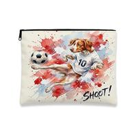 Borsa per il trucco con cane Brittany, borsa da viaggio per donne e ragazze, organizer portatile con cerniera in tela piccola per animali domestici, 17,8 x 22,9 cm