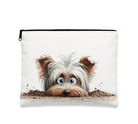 Borsa per il trucco con cane carino, astuccio da viaggio per cosmetici, da donna, piccola borsa portatile in tela con cerniera, regalo per amanti degli animali, borsa da toilette per la cura della