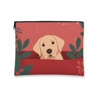 Borsa per il trucco con cane carino, astuccio da viaggio per cosmetici vintage rosso canino per donne, piccola borsa portatile in tela con cerniera, borsa da toilette per la cura della pelle delle