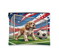 Borsa per il trucco con cane Cocker Spaniel, divertente borsa da viaggio sportiva per donne, regali per ragazze, piccola borsa portatile in tela con cerniera per animali domestici, 17,8 x 22,9 cm