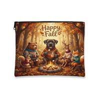 Borsa per il trucco con cane Corso autunnale, divertente borsa da viaggio per donne e ragazze, organizer portatile con cerniera in tela piccola e autunnale, 17,8 x 22,9 cm