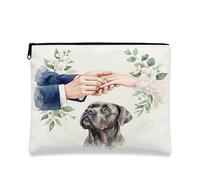 Borsa per il trucco con cane corso, borsa da viaggio romantica per matrimonio, per donne e ragazze, piccola borsa portatile in tela con cerniera, borsa da toeletta per animali domestici, 17,8 x 22,9