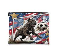 Borsa per il trucco con cane Corso di canna da calcio, divertente borsa da viaggio per donne e ragazze, piccola borsa portatile in tela con cerniera per animali domestici, 17,8 x 22,9