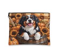 Borsa per il trucco con cane da montagna del Bernese, 17,8 x 22,9 cm, borsa da viaggio, borsa da viaggio con motivo autunnale vintage autunnale, borsa per cosmetici da donna, in tela con cerniera