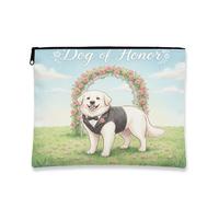 Borsa per il trucco con cane dei Pirenei, borsa da viaggio per donne, regali per ragazze, organizer portatile con cerniera in tela piccola 17,8 x 22,9 cm