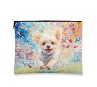 Borsa per il trucco con cane giocoso, borsa da viaggio colorata per cosmetici, borsa da viaggio per donne, organizer portatile con cerniera, borsa da toilette per la cura della pelle delle feste