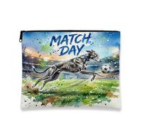 Borsa per il trucco con cane levriero da calcio, borsa da viaggio per cosmetici con campo da calcio ad acquerello, borsa da viaggio per donne e ragazze, piccola borsa portatile in tela con cerniera