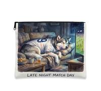 Borsa per il trucco con cane Malamutes, divertente borsa da viaggio per divano notturno per donne e ragazze, organizer portatile con cerniera in tela piccola per animali domestici, 17,8 x 22,9 cm