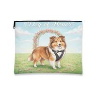 Borsa per il trucco con cane pastore delle Shetland Shetland, borsa da viaggio per donne, regalo per ragazze, organizer portatile con cerniera in tela, 17,8 x 22,9 cm