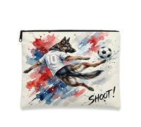 Borsa per il trucco con cane pastore tedesco, borsa da viaggio per donne, borsa portatile piccola in tela con cerniera, borsa da toeletta per animali domestici, 17,8 x 22,9 cm