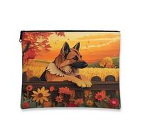 Borsa per il trucco con cane pastore tedesco, borsa da viaggio per donne e ragazze, organizer portatile con cerniera in tela piccola 17,8 x 22,9 cm