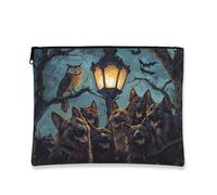 Borsa per il trucco con cane pastore tedesco di Halloween, 17,8 x 22,9 cm, borsa da viaggio, divertente e spaventoso motivo raccapricciante, astuccio per cosmetici da donna, case infestate, organizer
