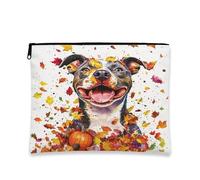 Borsa per il trucco con cane Pitbull, borsa da viaggio per donne e ragazze, organizer portatile con cerniera in tela piccola per animali domestici, 17,8 x 22,9 cm