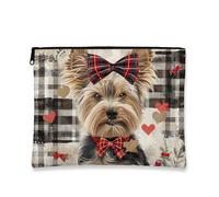 Borsa per il trucco con cane scozzese, graziosa borsa da viaggio per cosmetici Yorkshire Terrier, borsa da viaggio portatile piccola in tela con cerniera, regalo per le vacanze, borsa da toilette per