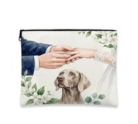 Borsa per il trucco con cane Weimaraner, borsa da viaggio romantica per matrimonio, per donne e ragazze, piccola borsa portatile in tela con cerniera, borsa da toeletta per animali domestici, 17,8 x