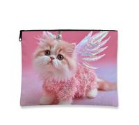 Borsa per il trucco con cavallo magico scintillante, borsa da viaggio per cosmetici da donna, piccola borsa portatile in tela con cerniera, regalo per festival per la cura della pelle, Pesca, 7x9 Inch