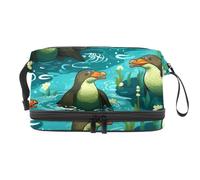 Borsa per il trucco con cerniera, borsa cosmetica da viaggio portatile per donne, anatroccoli stampa blu organizer per trucco in tessuto Oxford impermeabile, Multicolore 6, 27x15x14 cm/10.6x5.9x5.5