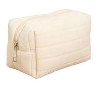 Borsa per il trucco con cerniere multifunzionali rossetti portamonete organizer elegante borsa da toilette sacchetti cosmetici portatili, crema, Taglia unica