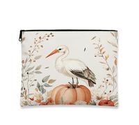 Borsa per il trucco con cicogne autunnali, divertente astuccio da viaggio per donne, regali per ragazze, organizer portatile in tela con cerniera, 17,8 x 22,9 cm