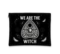 Borsa per il trucco con citazione gotica mistica, nero, 17,8 x 22, gotico | Tema gotico stregoneria, astuccio con cerniera per trucco, decorazioni floreali decorate, accenti mistici di falena