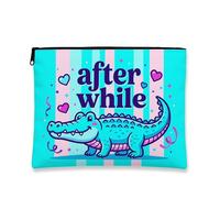Borsa per il trucco con coccodrillo, divertente astuccio da viaggio per cosmetici, da donna, portatile, piccola con cerniera, borsa per la cura della pelle quotidiana, Blu, 7x9 Inch, coccodrillo